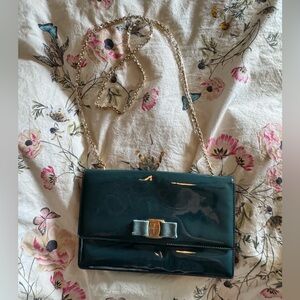 Salvatore Ferragamo Teal Patent Leather Shoulder/Crossbody Bag